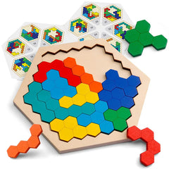 Wooden 3D Hexagonal Brain IQ Educational Puzzle Game for Kids