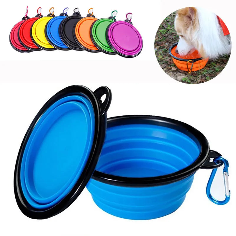 Portable Silicone Dog Bowl: Collapsible Travel Feeder for Outdoor Adventures  petlums.com   