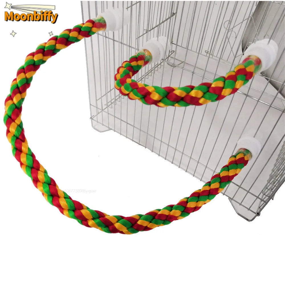 Colorful Parrot Rope Hanging Swing Bird Cage Toy Accessories  petlums.com   