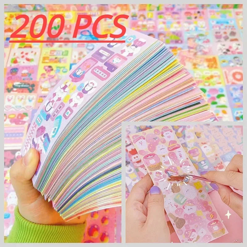 200 Cute Kawaii Stickers Set for Kids Scrapbooking Stationery Kit  petlums.com 200pcs A  