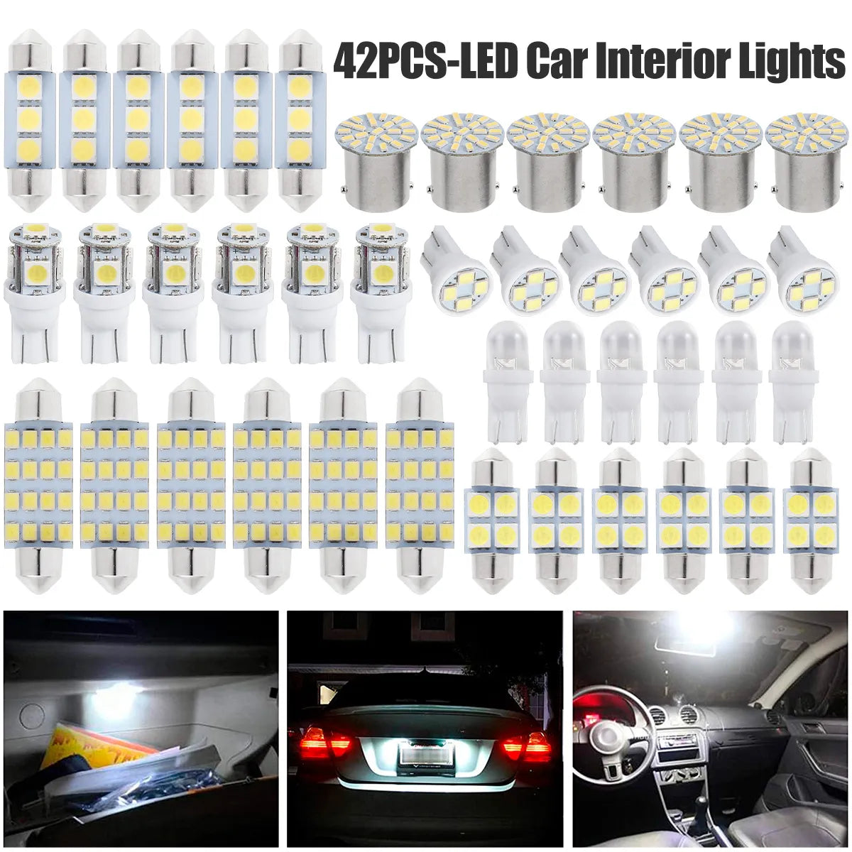 LED Car Interior Lights T10 Xenon White SMD Bulbs Set - Upgrade Your Car's Style  petlums.com   