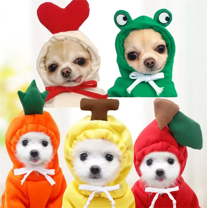 Cute Fruit Dog Hoodies: Warm Fleece Clothing for Small Dogs  petlums.com   
