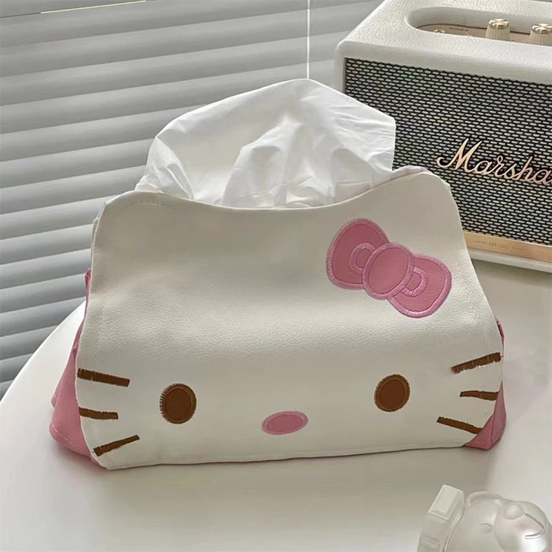 Hello Kitty KT Cat Tissue Box: Cute PU Leather Cartoon Paper Napkin Case Home Car Storage Girls Gift  petlums.com Hello Kitty  