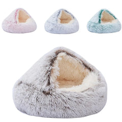 Plush Pet Cat Bed: Cozy 2-In-1 Cat House for Small Dogs