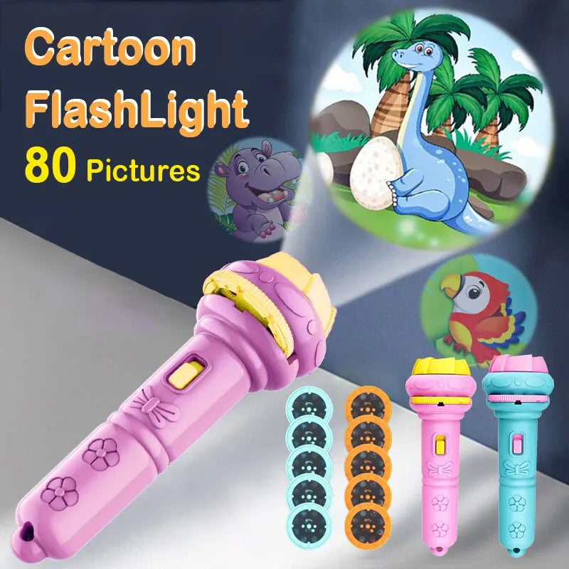 Cartoon Projection Flashlight: Creative Children's Toy Projector - Fun Night Light  petlums.com   