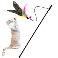 Funny Cat Teaser Toy Rod with Feather Bell - Engaging Interactive Play