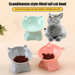 Large Capacity Cartoon Cat Shape Pet Feeder: Cute Oblique Mouth Dog Food Dispenser
