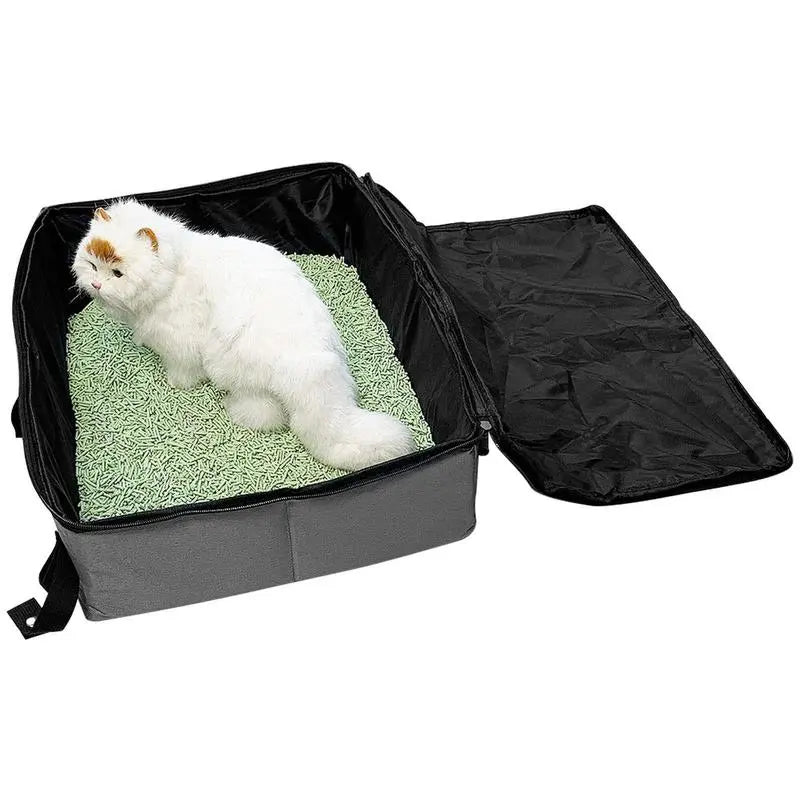 Portable Cat Litter Box with Waterproof Cover: Convenient Travel Solution  petlums.com   