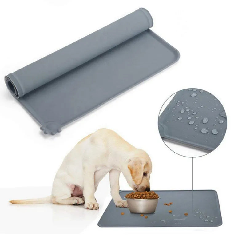 Pet Cat Bowl Mat: Silicone Non-Stick Waterproof Feeding Pad Tray  petlums.com   