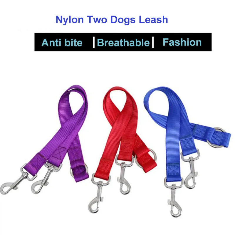 Double Twin Dog Leash Coupler for Walking Two Dogs: Strong Nylon V Shape Pet Lead  petlums.com   