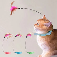 Interactive Cat Teaser Stick Collar Game & Feather Toys