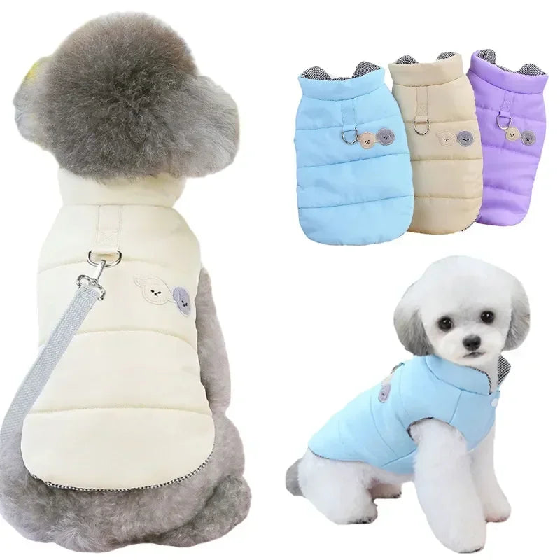 Dog Winter Jacket D-ring Vest for Chihuahua French Bulldog Cozy Pet Coat  petlums.com   