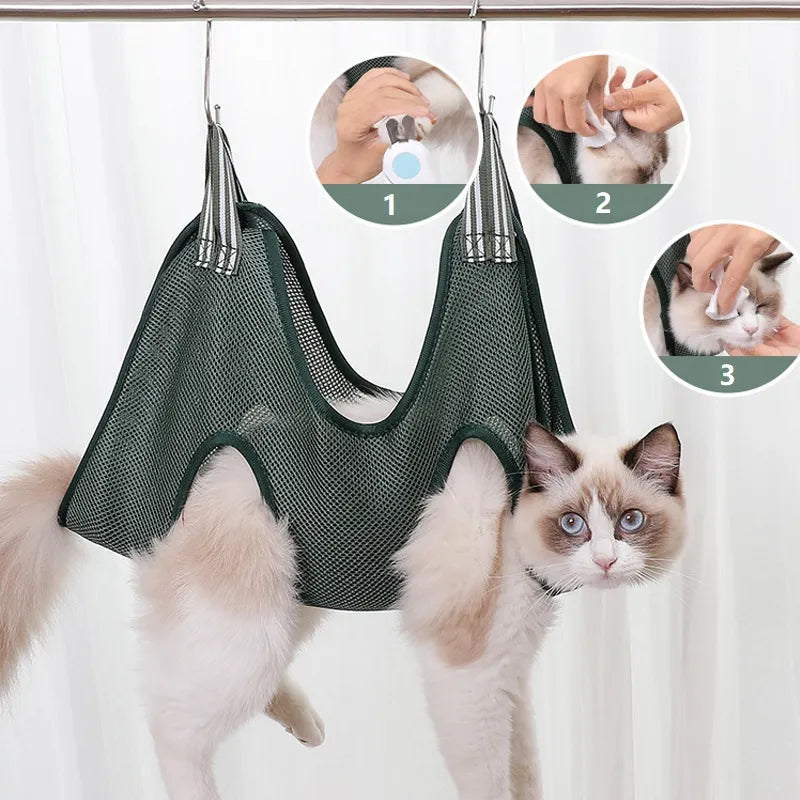 Cat Grooming Hammock Bag: Secure Nail Cutting & Trimming Restraint  petlums.com   