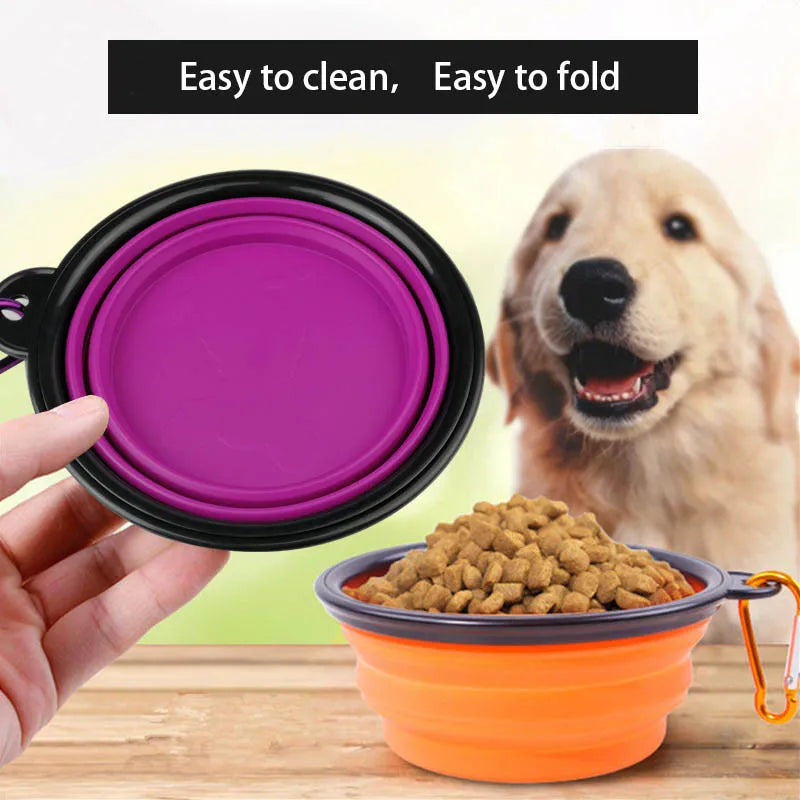 Large Collapsible Silicone Dog Bowl: Portable Travel Feeder & Toy  petlums.com   