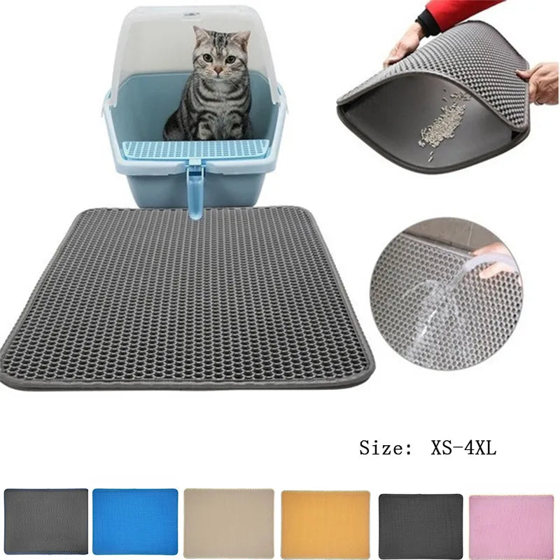 Cat Litter Mat: Waterproof Double Layer EVA Foldable Pet Carpet  petlums.com   