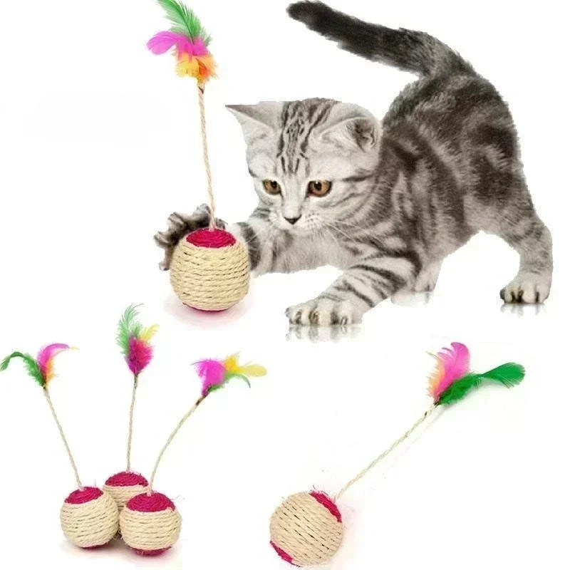 Cat Scratch Ball Feather Toy - Interactive Training & Fun for Kitten Owners  petlums.com   