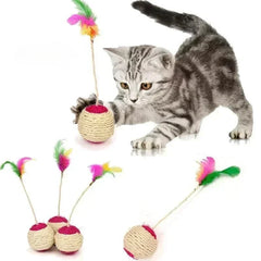 Cat Scratch Ball Feather Toy - Interactive Training & Fun for Kitten Owners