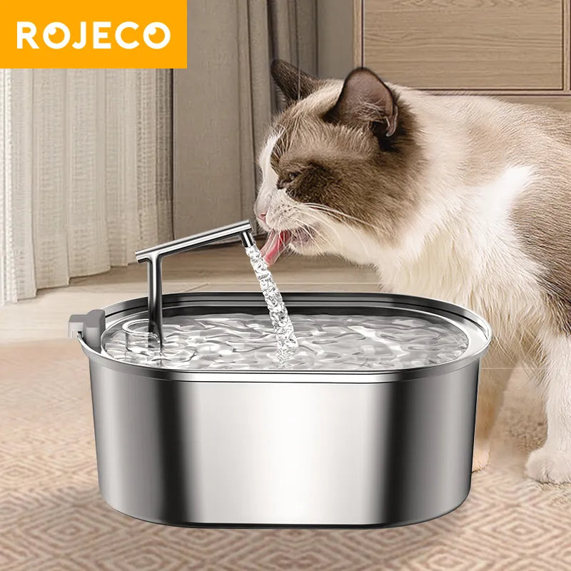 Stainless Steel Automatic Cat Water Fountain for Cats & Dogs  petlums.com   