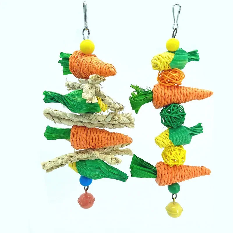 Pet Chew Toy for Small Pets: Natural Hand-Woven Bird Cage Hanging Toy  petlums.com   