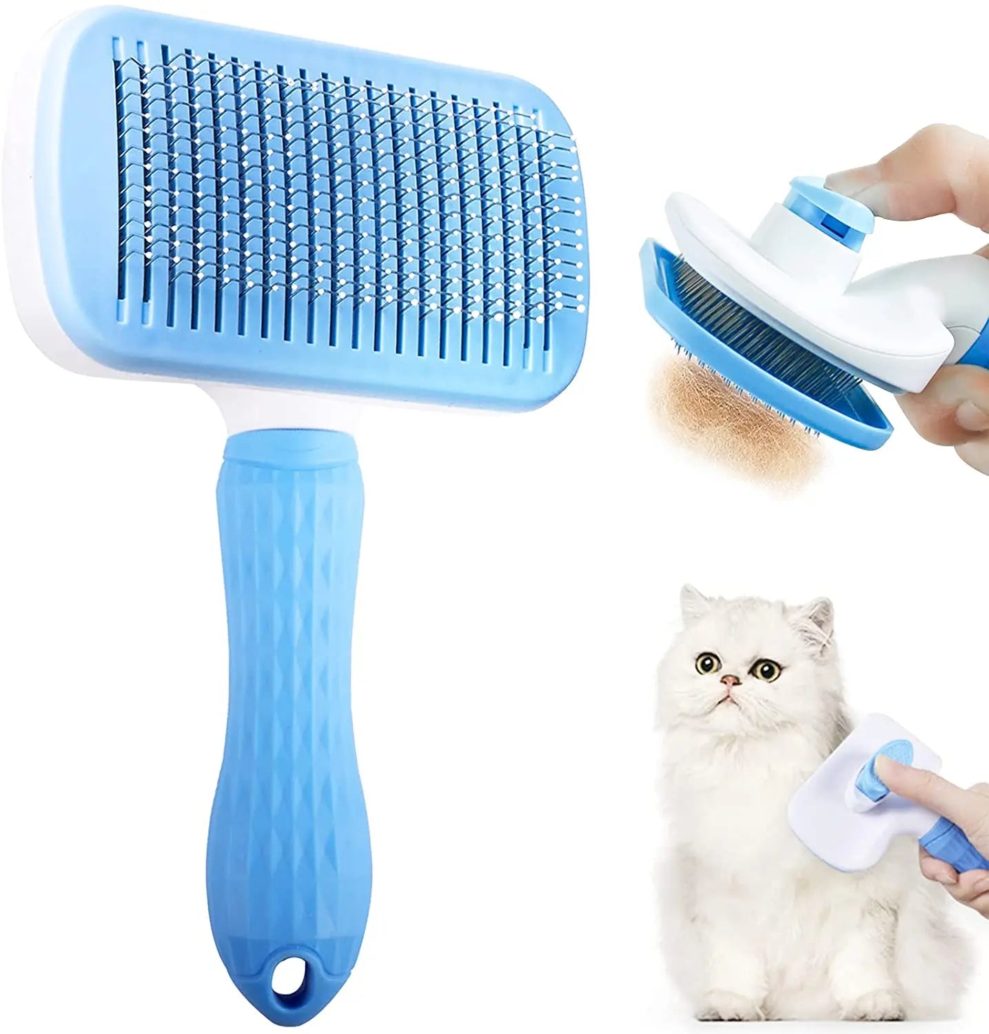 Pet Hair Grooming Brush for Long Hair Dogs - Efficient Hair Removal & Care  petlums.com Square Blue  