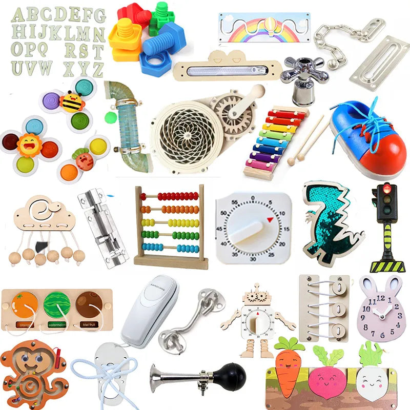 Children's Montessori Sensory Busy Board: Educational Toy for Kids  petlums.com   