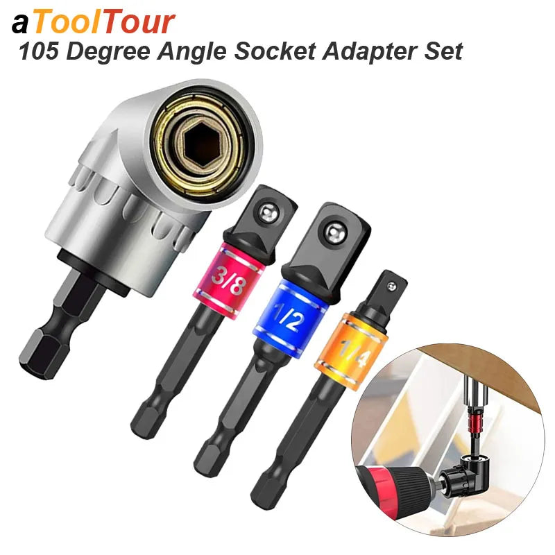 105 Degree Angle Socket Adapter Extension Set - Versatile Power Tool  petlums.com   