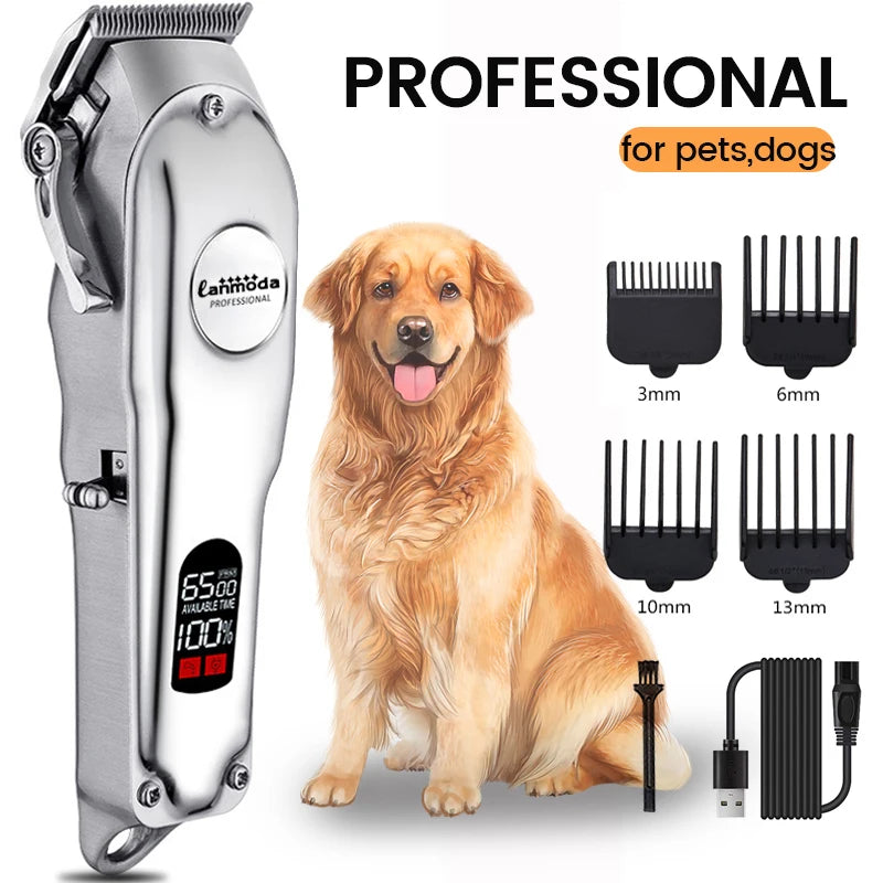 Professional Pet Grooming Clipper: Premium Metal Rechargeable Trimmer for Cats & Dogs  petlums.com   