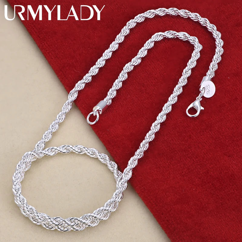 925 Sterling Silver Rope Chain Necklace: Elegant Unisex Jewelry  petlums.com   