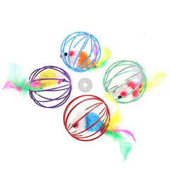 Cat Feather Wand with Bell - Colorful Teaser Toy for Pet Fun