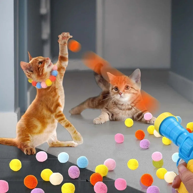 Interactive Cat Launch Toy for Creative Kitten Games & Stretch Plush Ball  petlums.com   