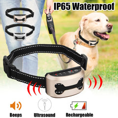 Dog Training Collar: Rechargeable Anti-Bark Safety Shock Humane Waterproof Design