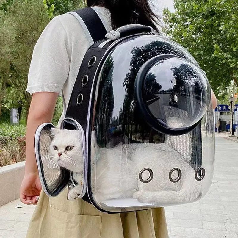 Transparent Cat Carrying Bags Space Breathable Pet Backpack Portable Puppy Dog Backpack Transport Carrier Space Capsule Bag Pets  petlums.com   