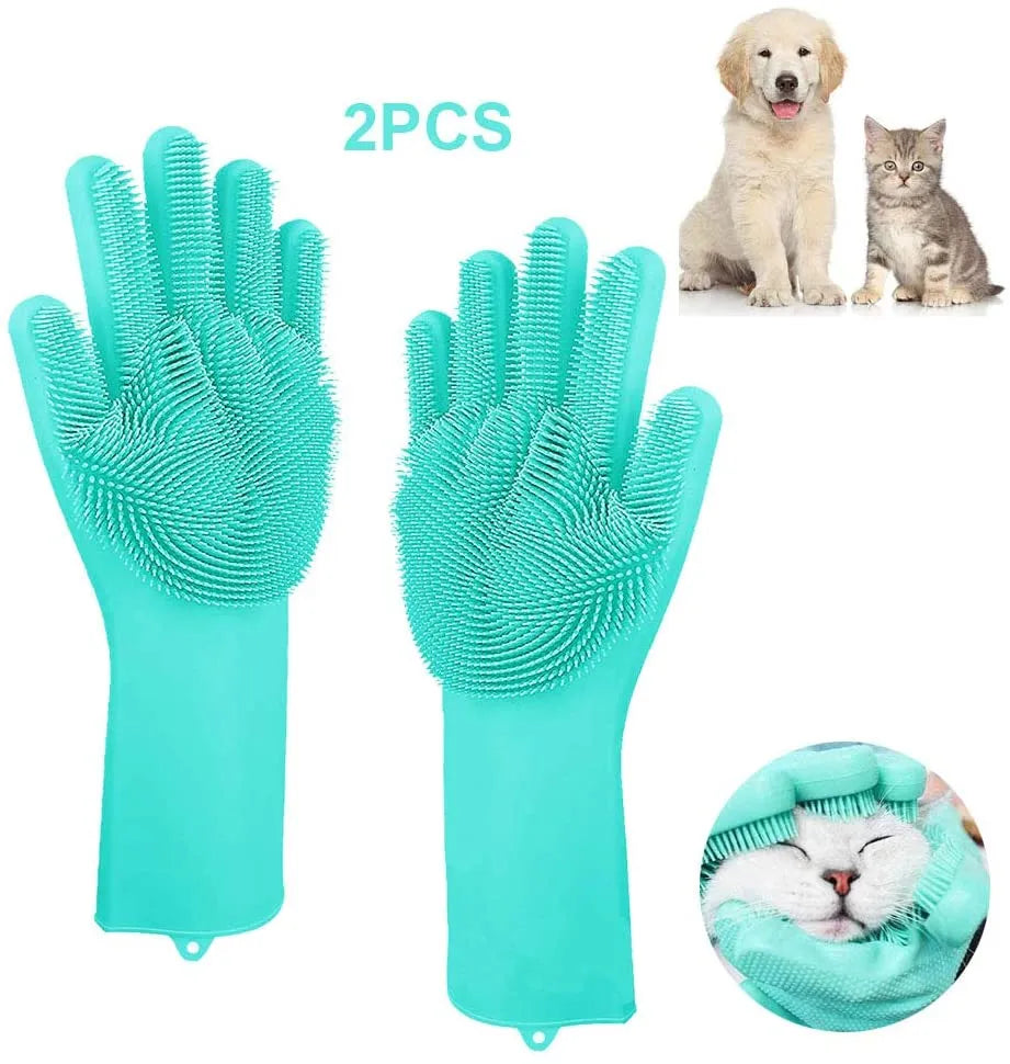 Pet Grooming Silicone Glove for Dog Cat Bathing & Cleaning  petlums.com   