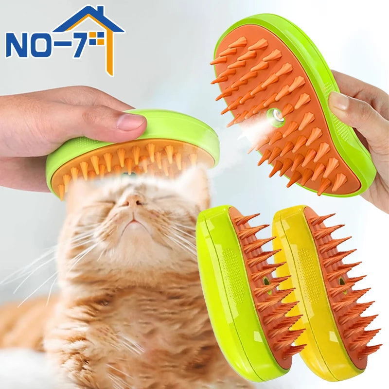 Cat Steamy Electric Spray Pet Grooming Brush: Shed-Free Hair Removal & Massage  petlums.com   