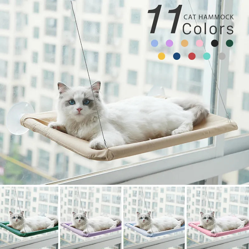 Cat Hammock Bed: Sunny Window Seat Kitten Climbing Frame - Sturdy, Easy Install & Secure  petlums.com   