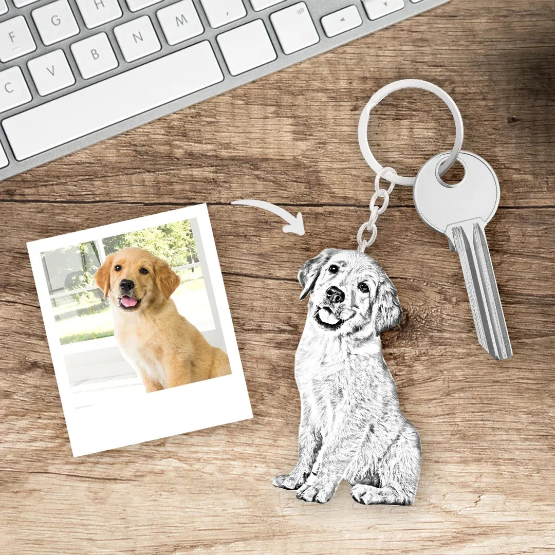 Custom Pet Photo Keychain: Handmade Engraved Pendant Gift Memory Jewelry  petlums.com   