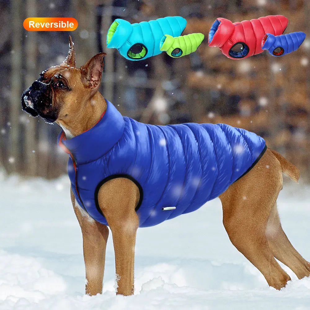 Winter Warm Reversible Dog Jacket Coat Waterproof Vest - Small Large Dogs  petlums.com   