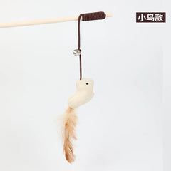 Interactive Feather Cat Toy Stick with Mini Bell - Fun Pet Kitten Teaser