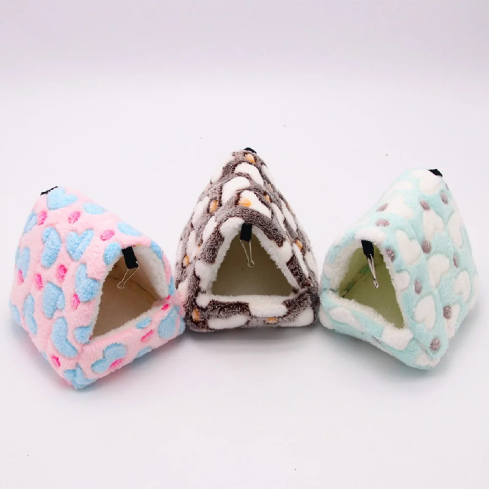Heart Plush Bird Hammock Nest for Small Pets - Winter Comfort & Warmth  petlums.com   