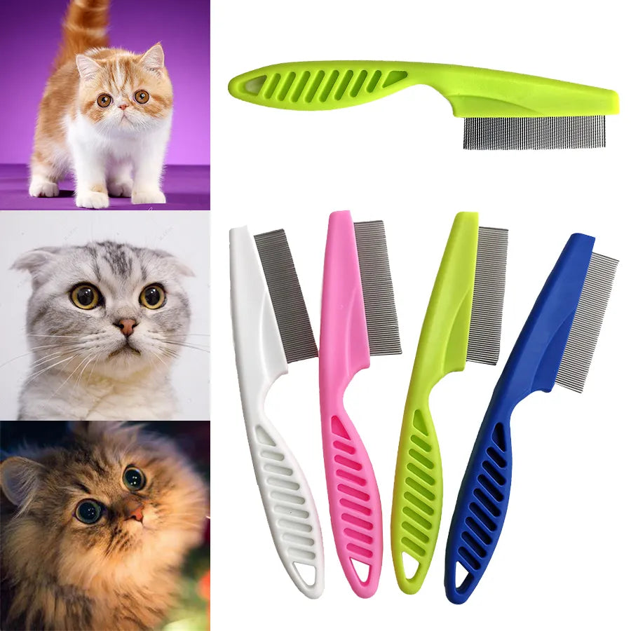 Pet Comfort Stainless Steel Flea Grooming Comb - Cat Dog Fur Removal Brush  petlums.com   