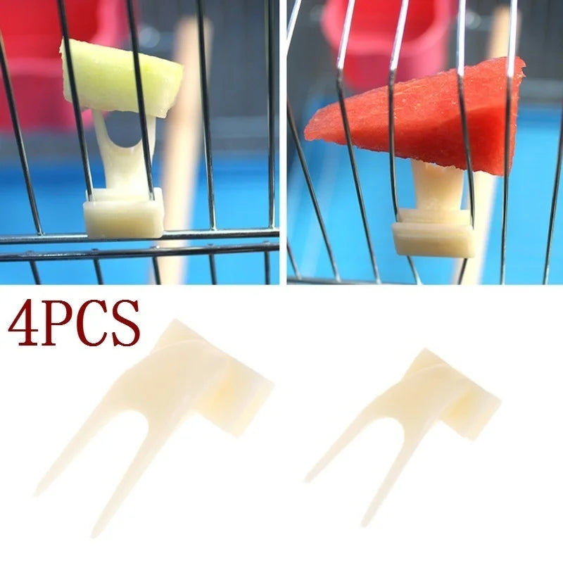 Birds Parrots Fruit Fork Plastic Food Holder Cage Feeder  petlums.com 4x1.5cm CHINA 