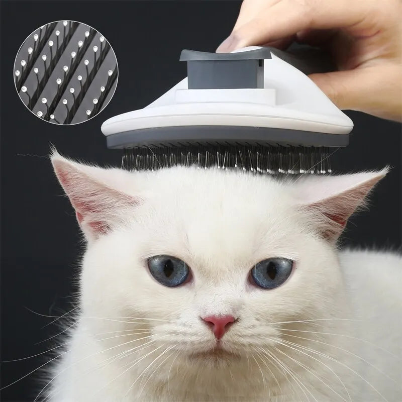 Pet Hair Removal Brush: Stainless Steel Automatic Grooming Comb  petlums.com   