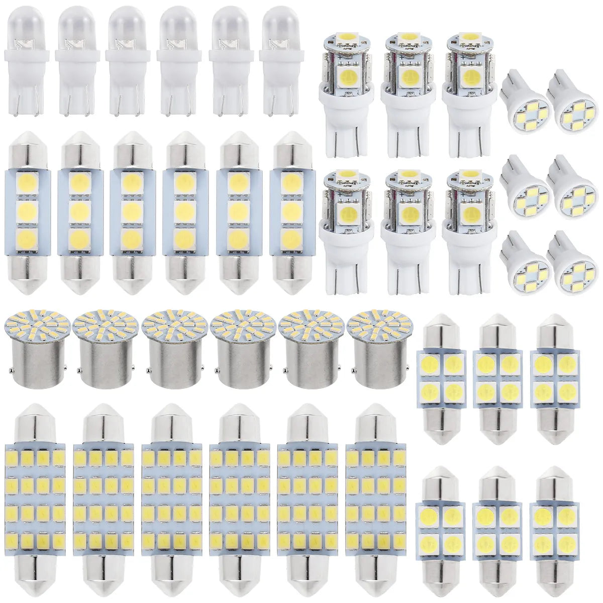LED Car Interior Lights T10 Xenon White SMD Bulbs Set - Upgrade Your Car's Style  petlums.com 42pcs  