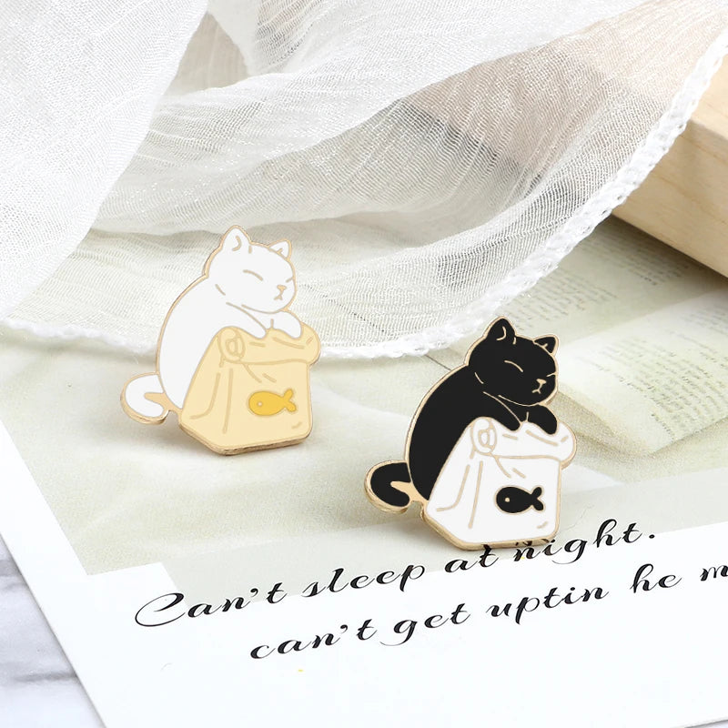 Charming Cat Enamel Pins - Cartoon Animal Brooch Jewelry Gift  petlums.com   