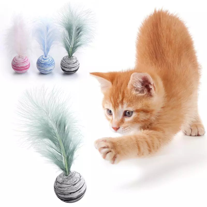 Cat Feather Interactive Toy: Rainbow Colors, Lightweight & Durable  petlums.com   