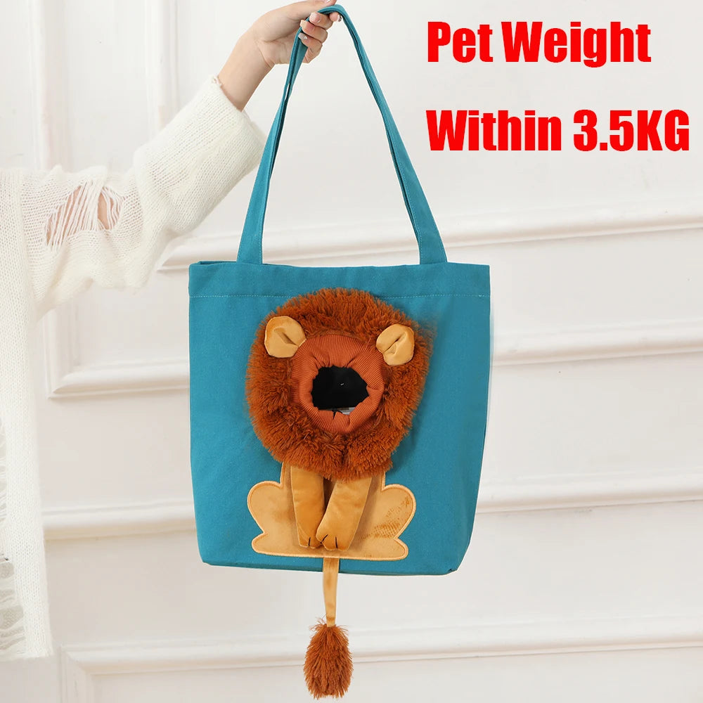 Soft Lion Design Pet Carrier Bag for Travel with Safety Zippers  petlums.com   