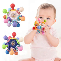 Rotating Rattle Ball Baby Development Toy Silicone Teether Sensory Toys