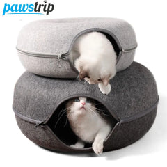 Donut Cat Bed with Interactive Tunnel Toys & Kitten House Basket