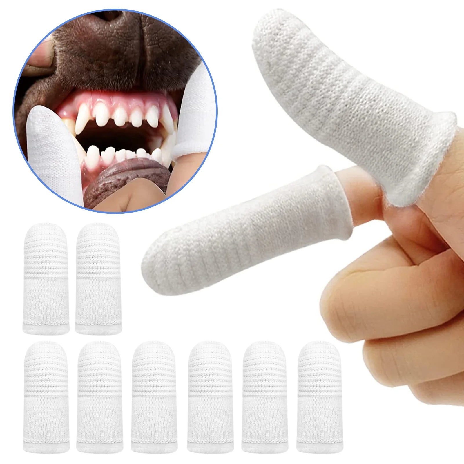 Pet Finger Toothbrush Set for Efficient Oral Care & Cleaning - White Cotton + Nylon Kit  petlums.com   