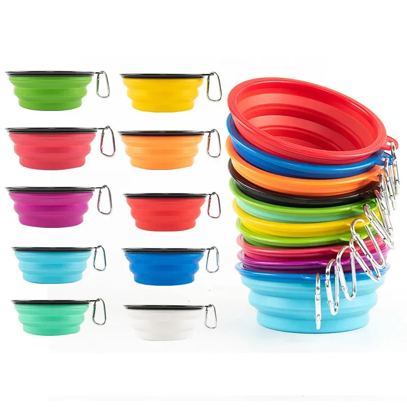 Large Collapsible Silicone Dog Bowl for Outdoor Travel - Portable Food Feeder  petlums.com   
